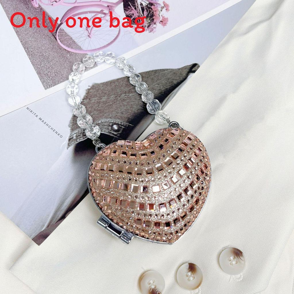 Acrylic Mini Heartshaped Box Bag With Sparkling Crystals And Magnetic Closure For Daily Use