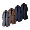 Trench-coat Homme à Col Revers Simple Boutonnage Couleur Unie Manches Longues Manteau Long Décontracté