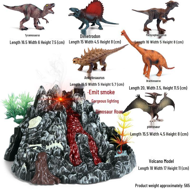 Kids' Volcano Model with Dinosaurs & Animal Scene – Sandbox, Fish Tank, or Desk Decoration
