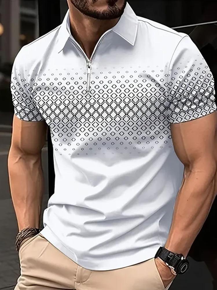 Letné pánske POLO tričko s krátkym rukávom módne 3D tričko so zipsom golfové tričko ležérne Street pánske oblečenie Európske meranie