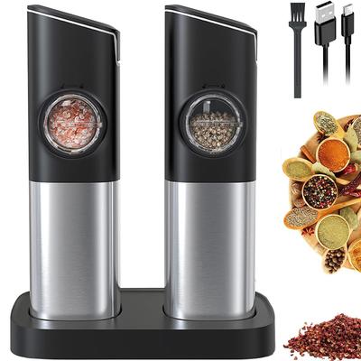 Gravity Salt and Pepper Grinder Set Electric Pepper Mill with LED Light and Dust Cover