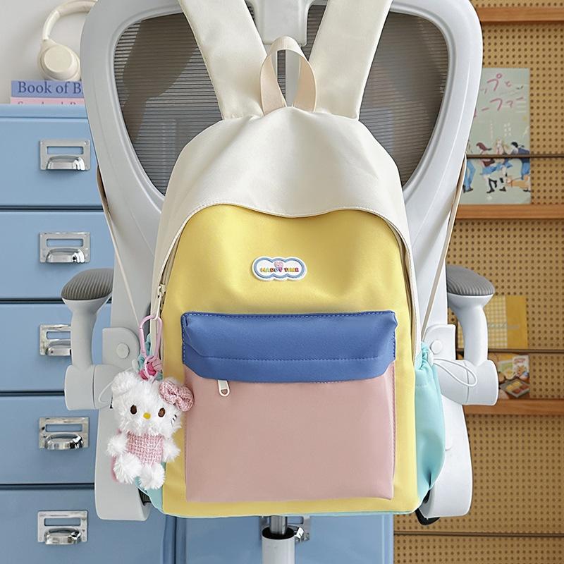 School Bag for Women, Instagram-worthy Color-blocking, Casual Backpack for Middle and High School Students, Stylish and Large-capacity Lightweight