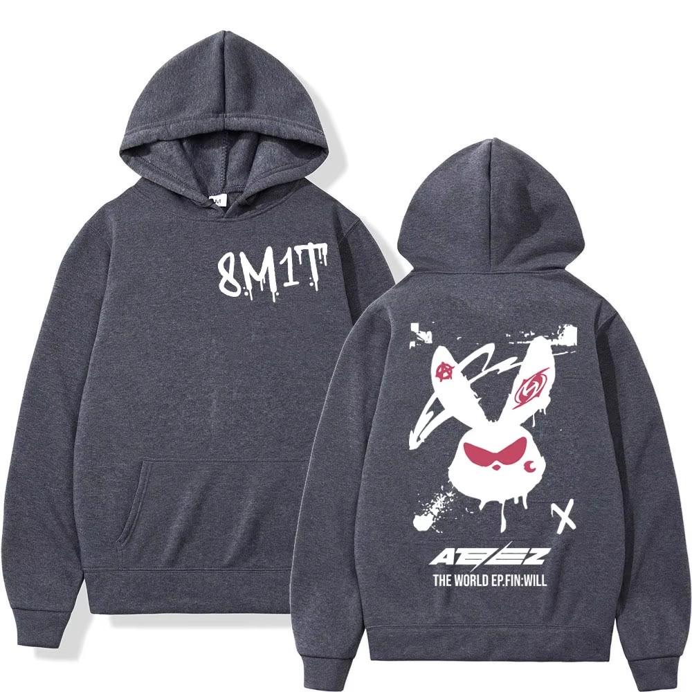 Autumn Men's Women's Hoodies Ateez 8M1T Printing Unisex Fashion Pullover Long Sleeves Loose Casual Vintage Sweatshirts