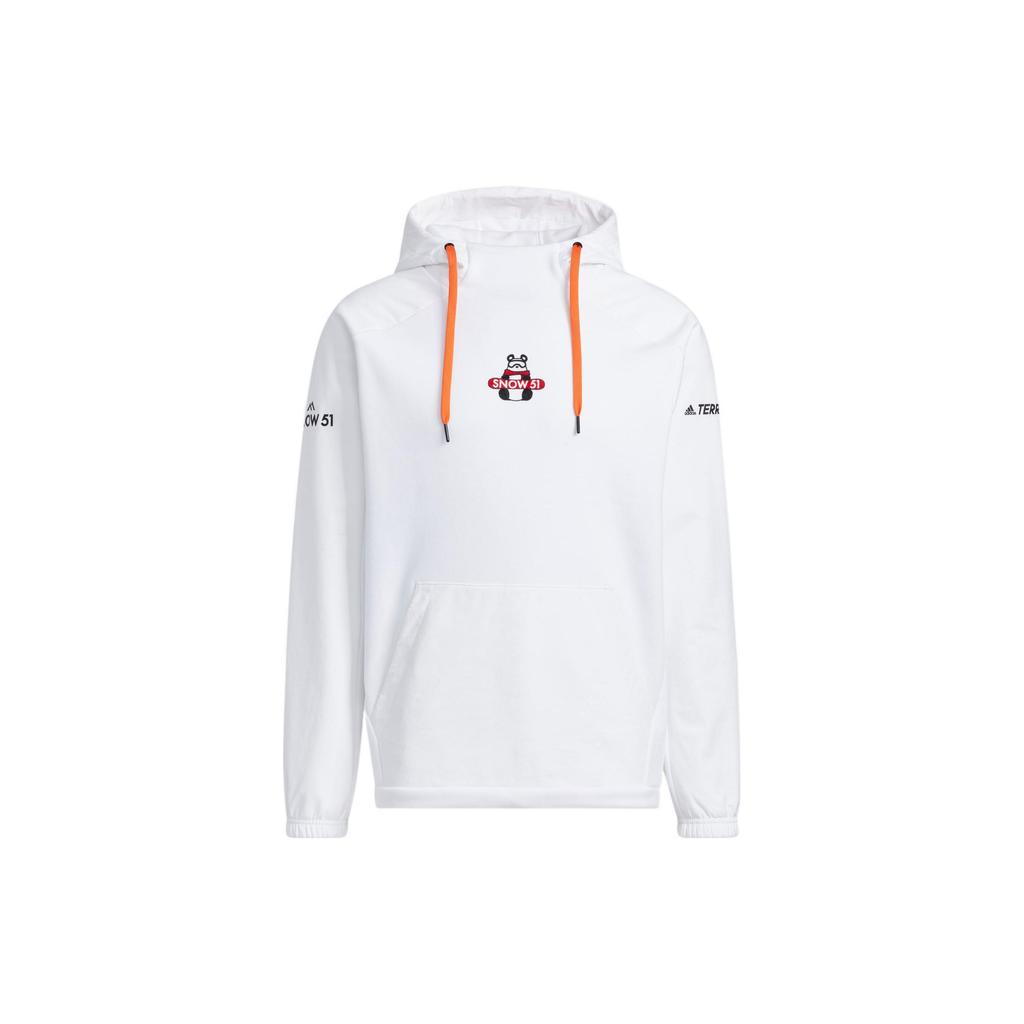 Adidas Logo Graphic Print Hoodie Unisex Tops White IC8172