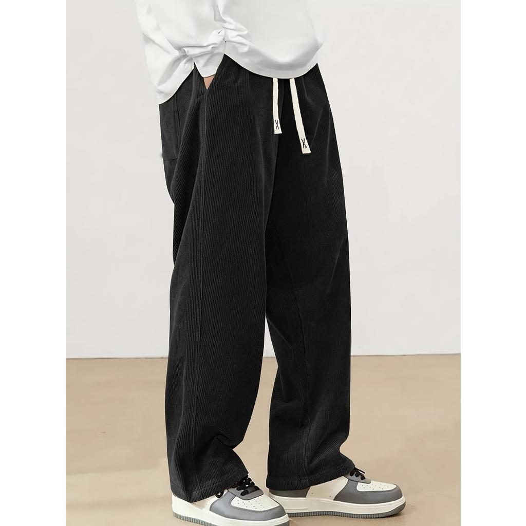 Pánské lehké fleecové kalhoty Light Core - Pohodlné a volné kalhoty s rovnými nohavicemi a středním pasem pro volný čas - se stahovací šňůrkou a kapsou - Sportovní - Měkké