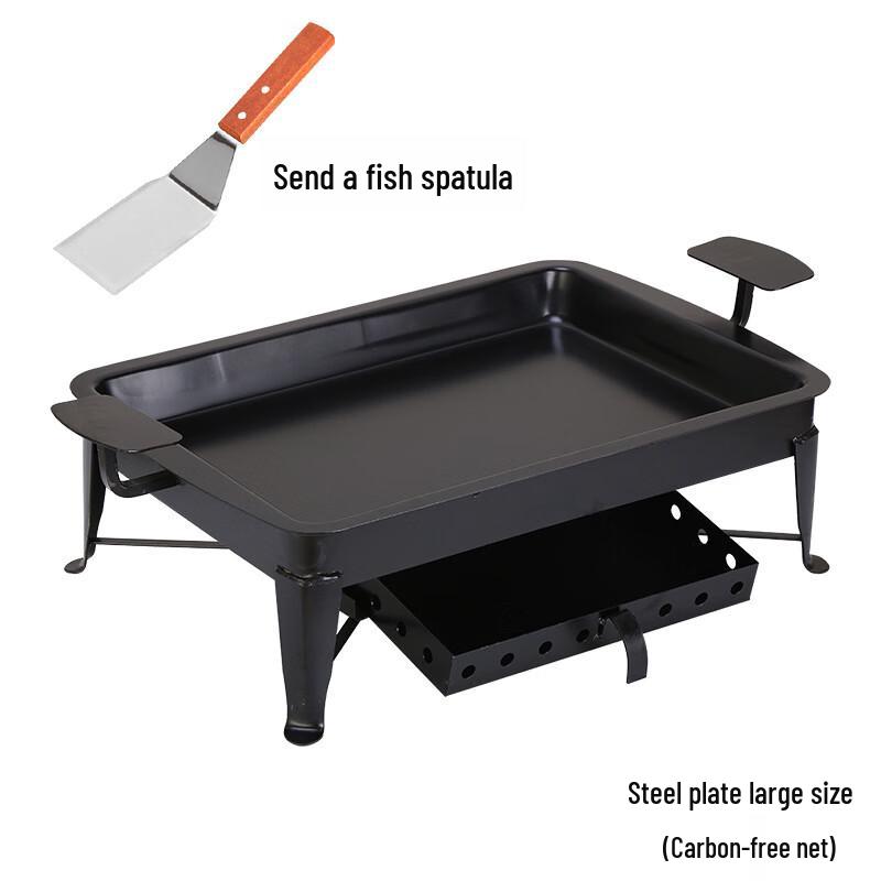 Чугунный угольный гриль для рыбы ZISIZ с антипригарной сковородой.