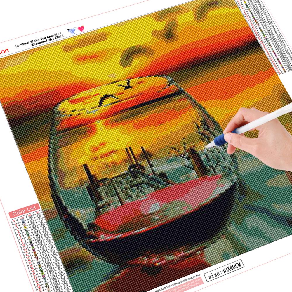 

5D Алмазная вышивка Стеклянный пейзаж Вышивка крестом DIY Алмазная картина Пейзаж Алмазные стразы 20*20 cm