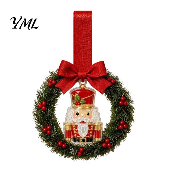 Holiday Party Souvenirs Mini Christmas Wreath Door Handle Decoration, Gingerbread/Angel/Bell/Snowman Artificial Pine Small Hanging Decor with
