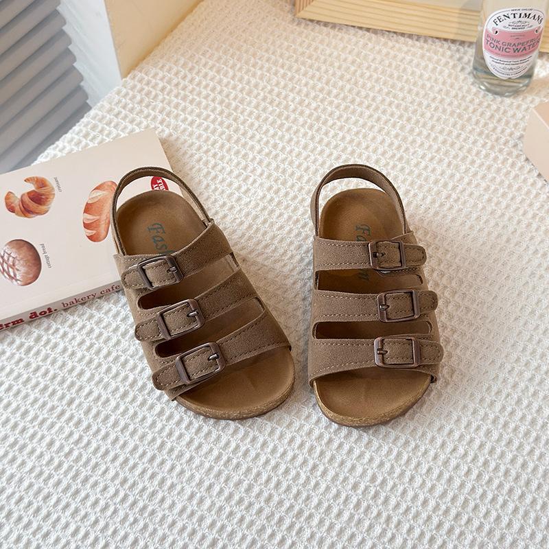 Children's Summer New Sandals: Girls' Cork Sole Beach Shoes, Boys' Non-Slip Roman Baby Birkenstock Shoes