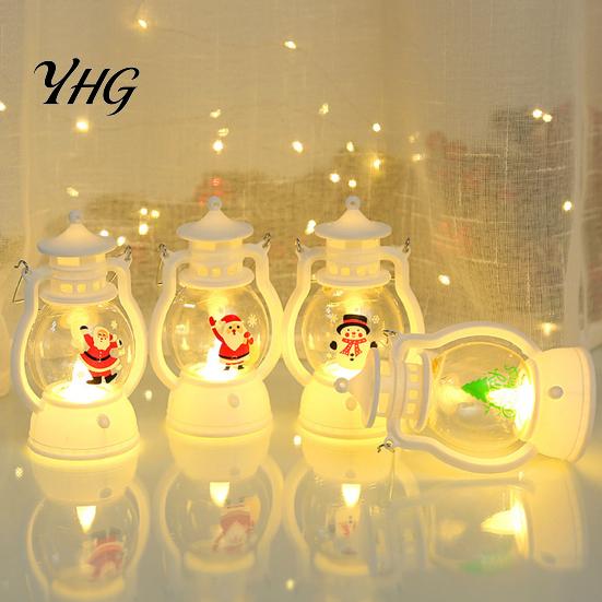 Holiday Gift for Children Christmas Lantern Night Light, Retro Santa/Snowman/Tree Handheld Oil Lamp with Light Warm LED, Cute Tabletop Decor,
