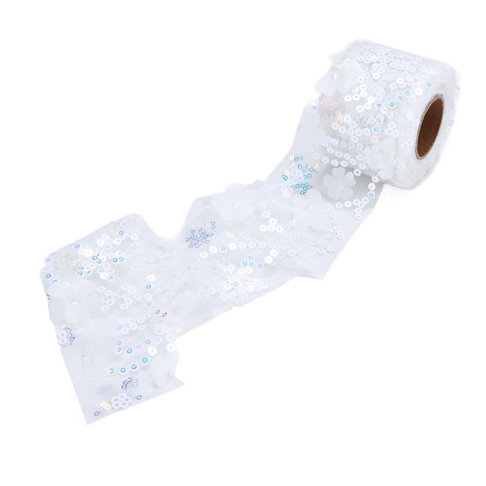 1pcs 6cm Width Sequined Tulle Roll 10 Yards Length Embroidered Sheer Ribbon For DIY Crafts
