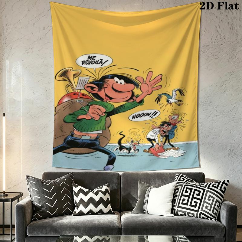 Gaston Lagaffe Animal Wall Tapestry Aesthetic Wall Hanging Printed Fabric Blanket Decorative Tapestries for Bedroom Living Room Home Decor