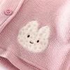 2025 New Autumn Baby Floral Applique Rabbit Jacket & Solid Color Onesie Set - Newborn Outing Clothes
