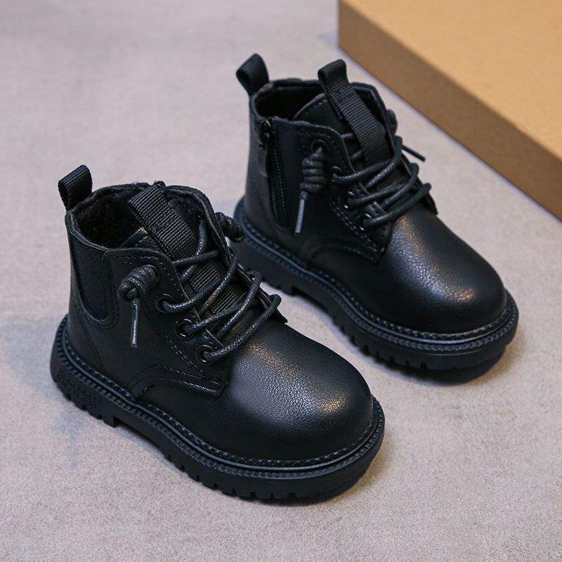 Mädchen Martin Stiefel Kinder Weichsohlen Kurzstiefel Baby Samt Herbst und Winter Baumwollschuhe Neue Britische Rutschfeste Einzelstiefel Jungenstiefel