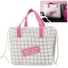 [A2296] - Cotton 'Miam' Fresh Food Bag Pink White - 22x19x12 Cm