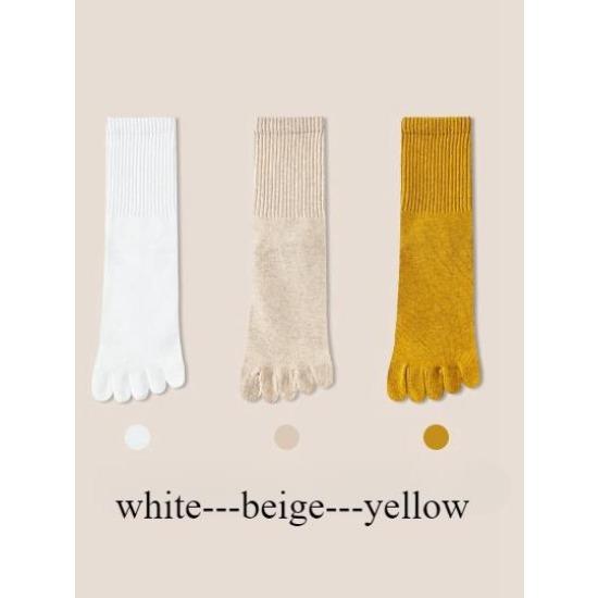 3 Pairs Five Finger Socks Women Autumn Spring Middle Tube Sports Socks with Separate Fingers High Quality Cotton Toe Socks