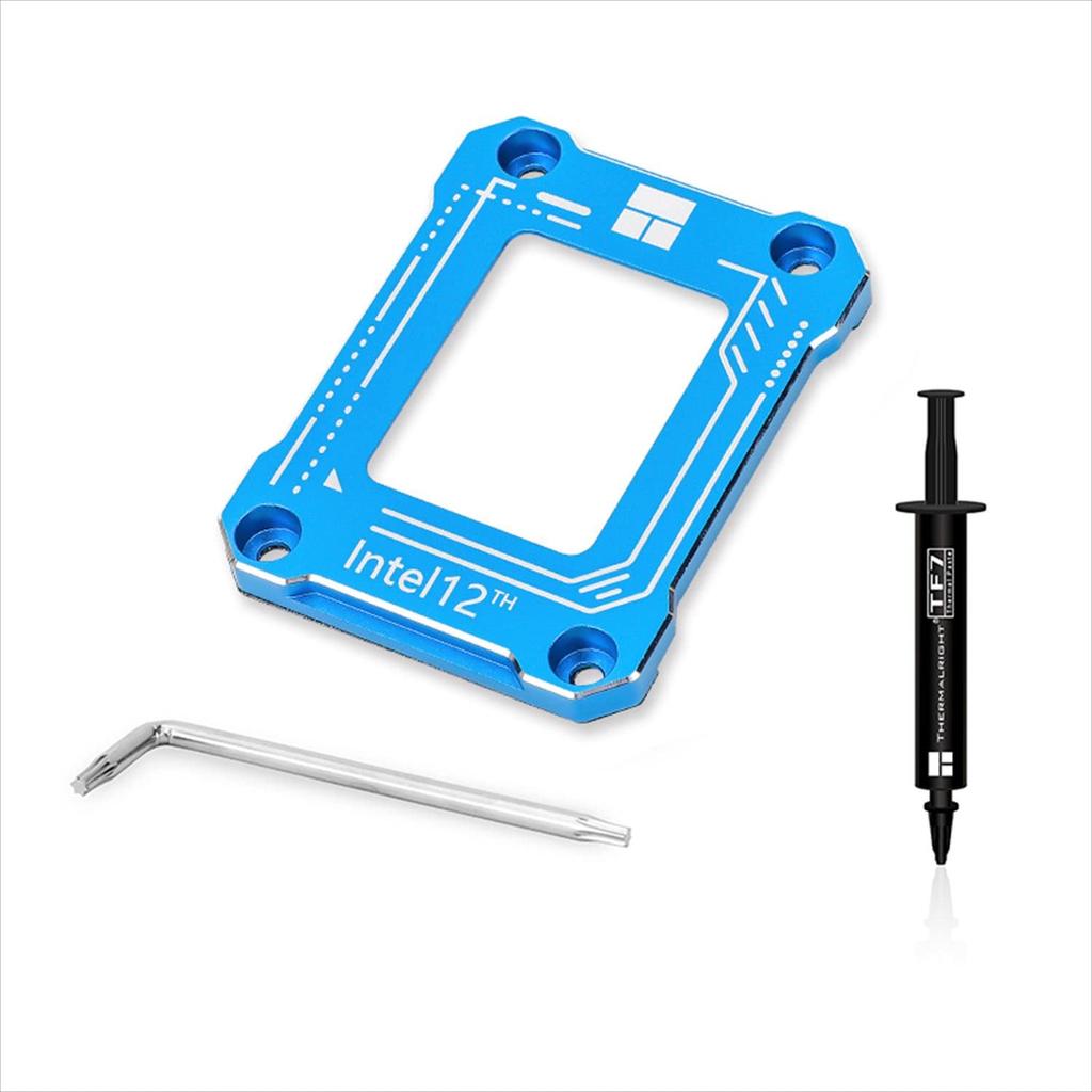 Thermalright LGA1700-BCF Blue Frame for Intel LGA1700 CPUs, includes L-shaped driver and TF7 2g chip. Authorized Japanese distributor product.