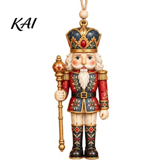Nutcracker Tree Pendants Folk Art 2D Ornament, Acrylic Christmas Hanging Decoration, Retro Lightweight Decorations Angel Santa Rocking Horse Ornament