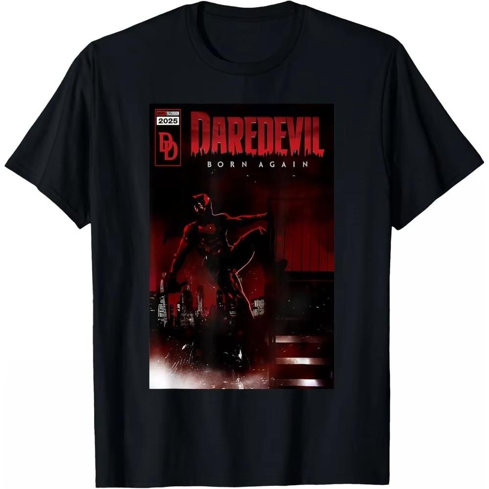 

2026 new Daredevil Born Again Movie Poster TShirt Men Women Punk Cotton Outdoor Casual Hip Hop Fashion Short Sleeve Daily Tops M