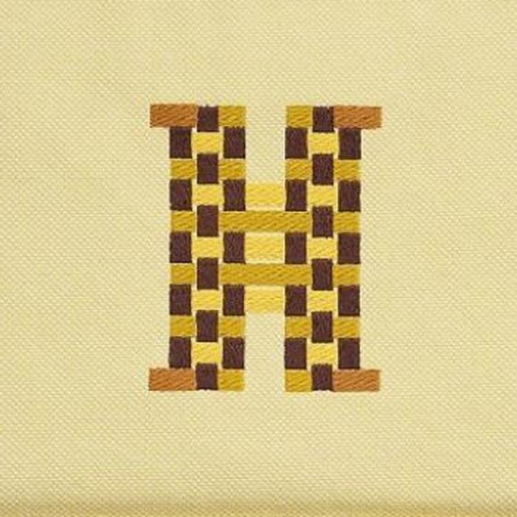 Hermes H Tissage Embroidered Pattern Zipper Closure Cotton Canvas Travel Storage Bag Unisex Storage Bag Yellow H103608M05