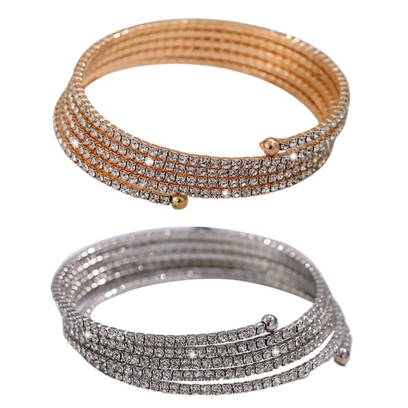 Rhinestone Arm Cuff for Women Hip-pop Armlet Bangle Bracelet for Girls Women Punk Glistening Retro Arm Cuff Jewelry