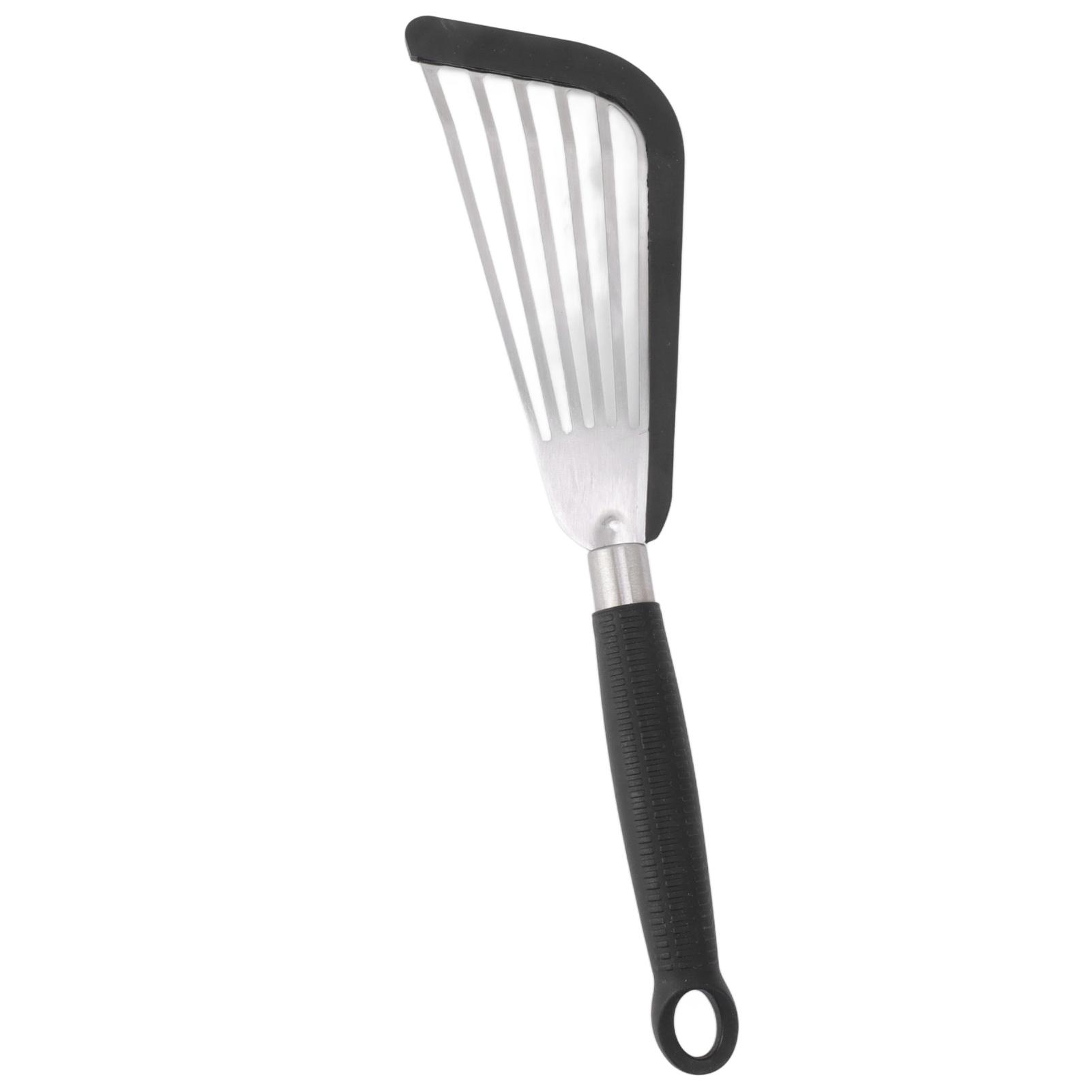 Silicone Fish Spatula Stainless Steel Slot Nonstick Coating Spatula For Frying Beefsteak Egg Black