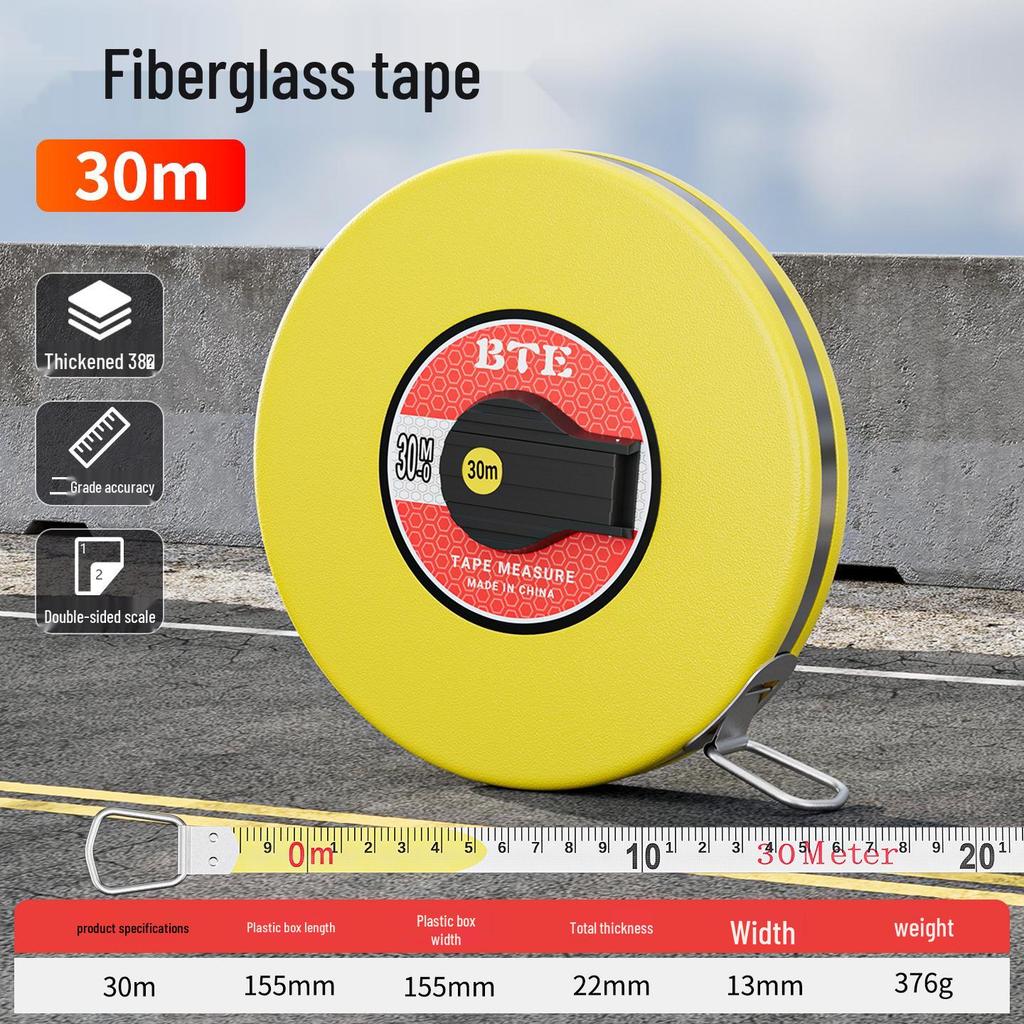 High Precision Measuring Tapes: 20m Fiber, 50m Leather, 100m Soft Ruler for Engineering and Household Use.