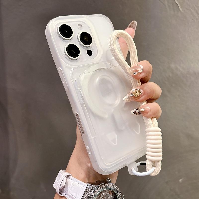 For  Card Holder Slot Lanyard Case for For Iphone 16 1 14 Pro Max Plus 13 12 11 Wallet Wrist Strap Candy Color Matte Cover