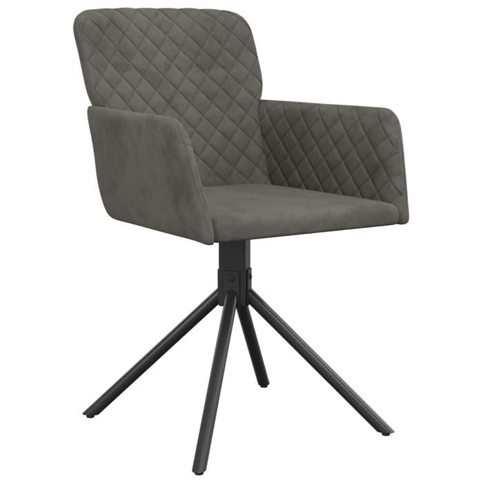VidaXL 2x Chaises Pivotantes de Salle à Manger Fauteuils à Dîner Chaises de Repas Chaises de Cuisine Hauteur Réglable Gris 344791