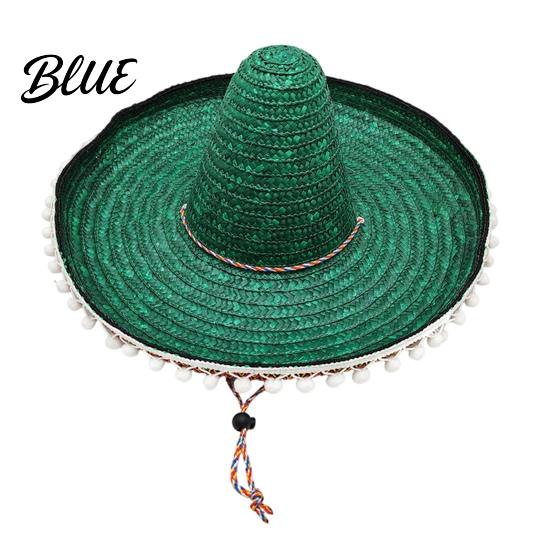 Jasny Design Kapelusz Meksykański Sombrero z Kolorowymi Pomponami Styl Hawajski Pleciony Słomkowy Kapelusz Przeciwsłoneczny Szerokie Rondo Lekki Kostium Imprezowy na Lato Plażę Podróże