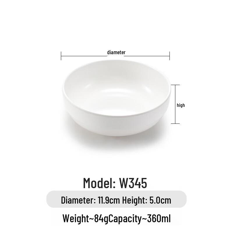 A5 Melamine Rice & Soup Bowl, White - 2 Pack