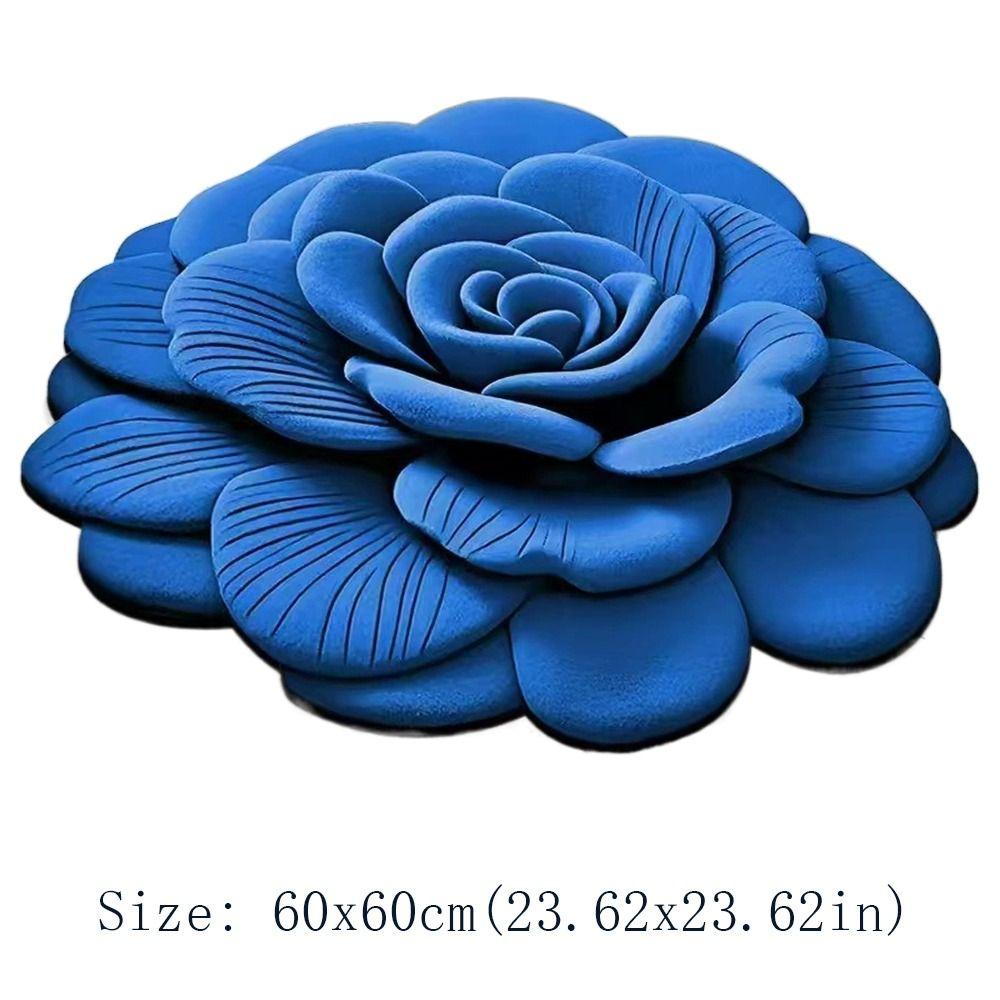 Blumenförmiger Teppich Sonderform Weich Rutschfest Pfingstrose Fußmatte Saugfähig 60x60cm Badezimmer-Fußmatte