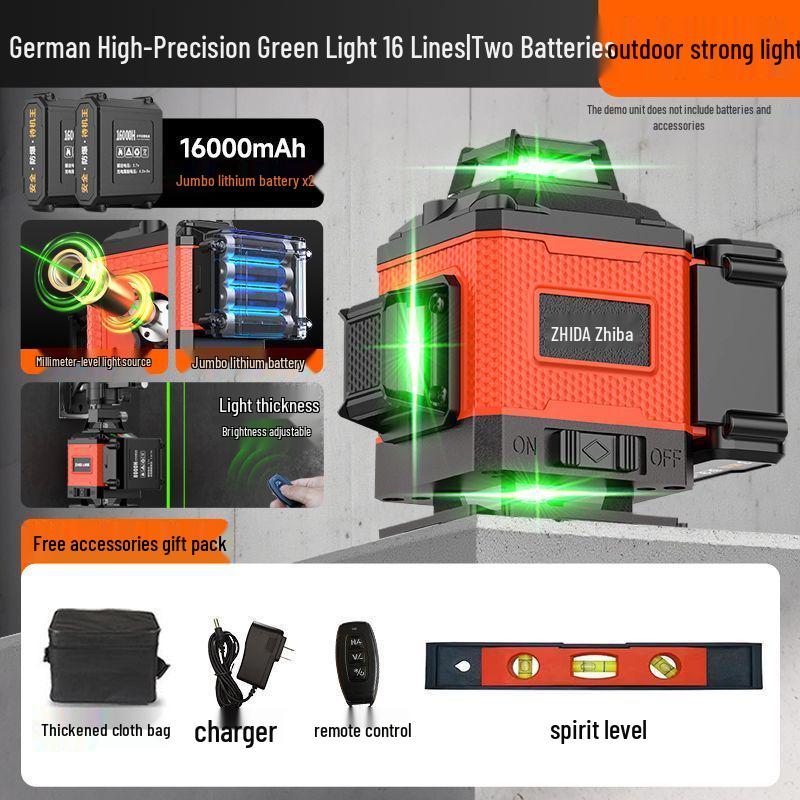 German 12-Line Green Laser Level: High Precision, High Brightness, Outdoor Auto-Leveling