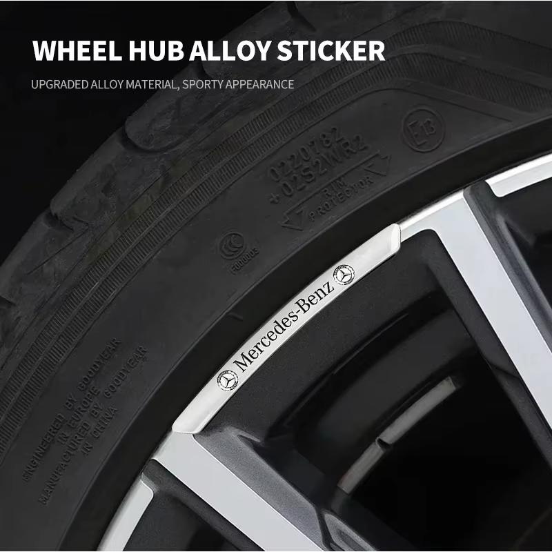 4Pcs Metal Car Wheel Hub Sticker Decorative Accessories for Mercedes Benz W203 W204 W205 W206 W212 W213 W222 W223 E300 Key Ring CLNOP1