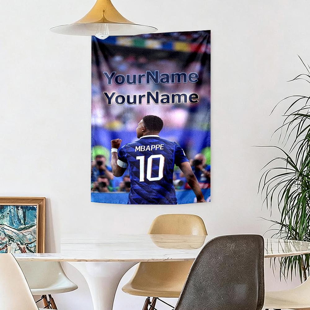 Mbappe Custom Your Name Wall Decor Tapestry Art For Pet Memorial Birthdaywedding Party Backdrop Family Gift