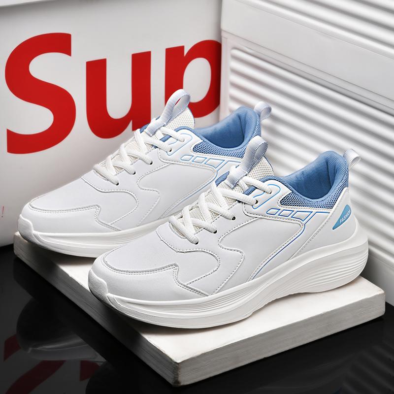 Autumn New Microfiber Leather Waterproof Sports Shoes Leather Surface Lightweight Soft Sole Shock Absorption Running Shoes Casual Shoes