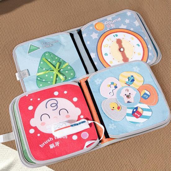 Baby Cloth Sticky Fasten Baby Soft Bite-resistant Tear-resistant Book Tape with Pocket Color Cognition Hand-eye Coordination Early