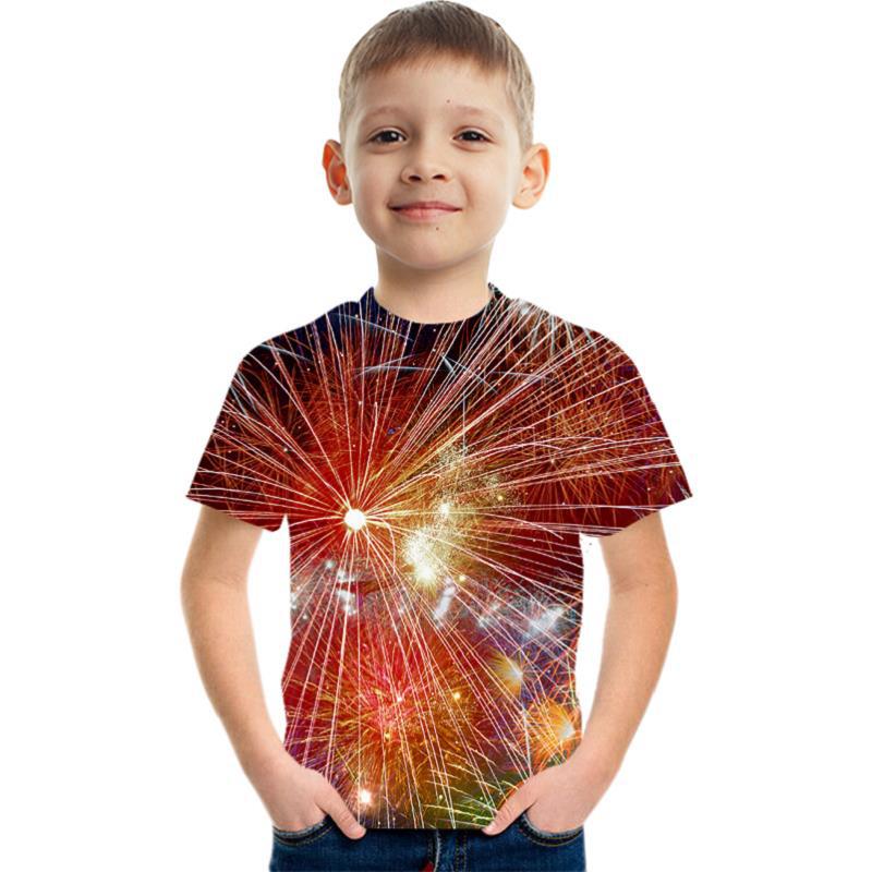 Summer Round Neck Colorful 3D Printed Top Fashionable Casual Short Sleeved Children's Boy T-shirts