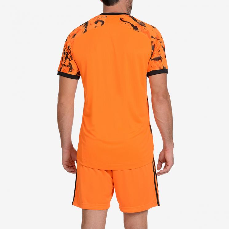 Adidas AU Juventus 20/21 Season Second Away Sports Patchwork Print Short Sleeve T-Shirt Men Tops Orange GE4854