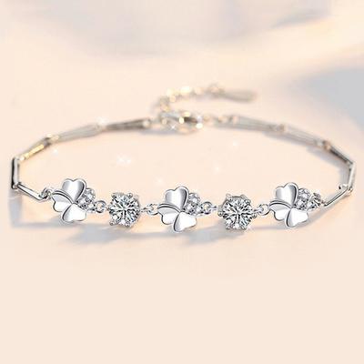 Pulsera de Plata de Ley 925 Pulsera de Trébol de Mujer Joven