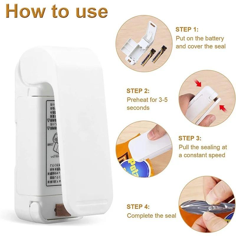 Portable Mini Sealing Machine, 2in1 Sealer and Cutter Handheld Heat Vacuum Sealer Portable Resealer Machine for Plastic Bags Food Storage Snacks