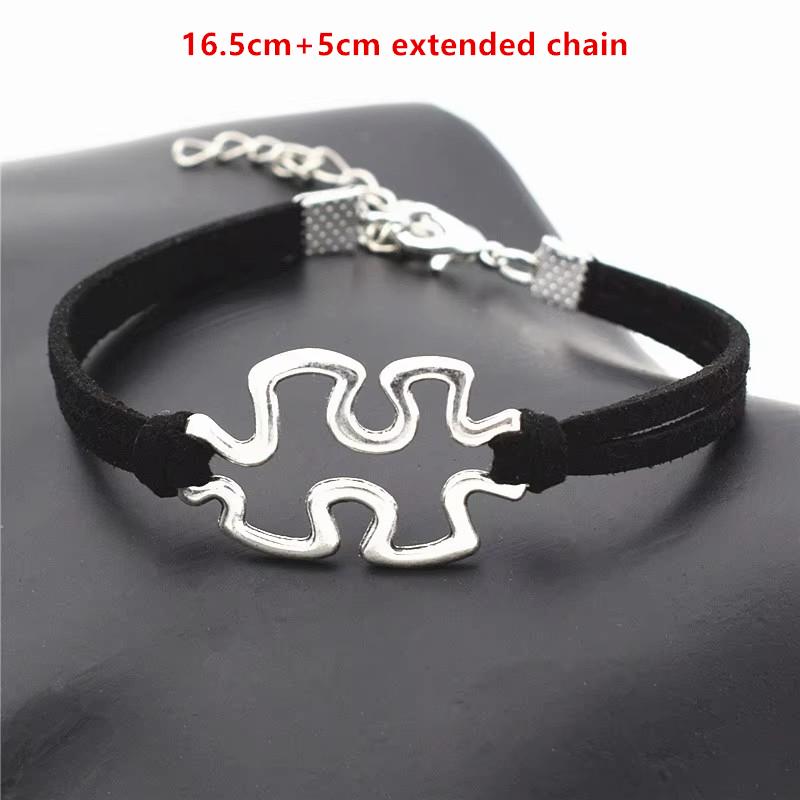 Fashion Antique Silver Color Autism Awareness Charms Jigsaw Puzzle Piece Bracelets for Women Men Autism Symbol Jewelry