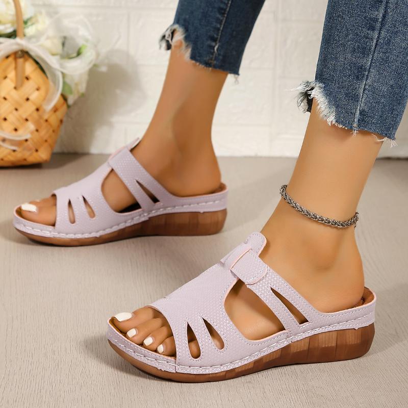 Nouvelles Sandales compensées à la mode pour femmes Sandales orthopédiques premium à bout ouvert Sandales plateforme décontractées rétro en cuir antidérapant pour femmes