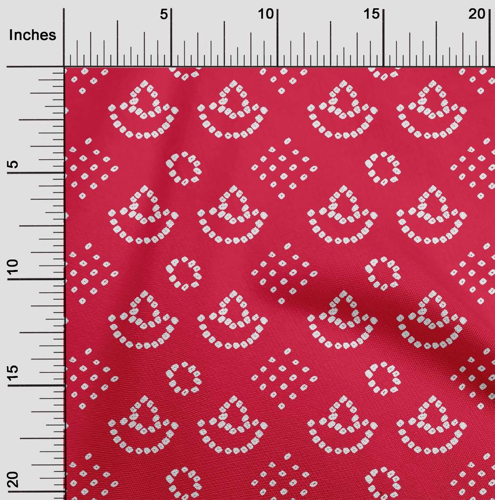 oneOone Cotton Flex Carmine Red Fabric Ethnic Bandhani Craft Projects Decor Fabric Printed By The Yard 40 Inch