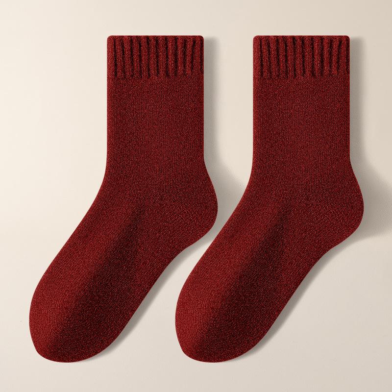 

Fleece Socks for Women, Mid-calf Socks for Autumn and Winter, Fleece Thickened Wool Socks, Loop Mid-calf Sleep Warm Long Socks 1 pair червоний