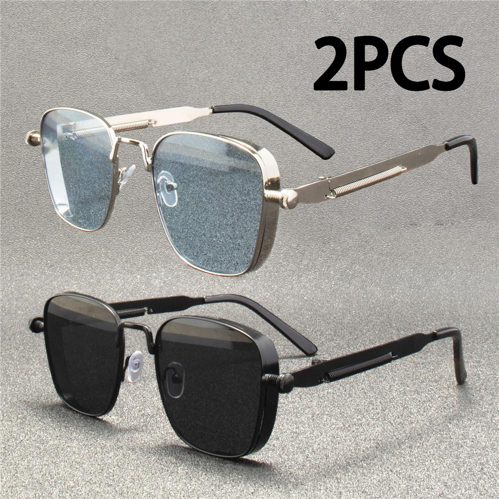 2 STÜCK ZXWLYXGX Metall Steampunk Sonnenbrille Herren Damen Modebrille Markendesigner Retro Vintage Sonnenbrille