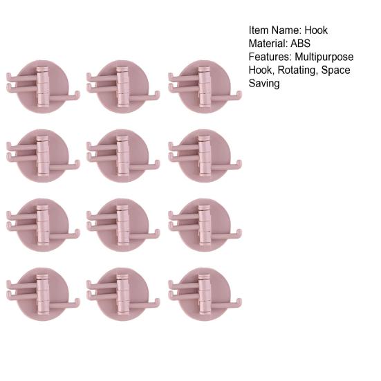 12PCS Wall Hooks, with 3-Branch Rotating Design, Self-Adhesive Waterproof Organizer, Strong Load-Bearing Hooks for Bathroom Kitchen