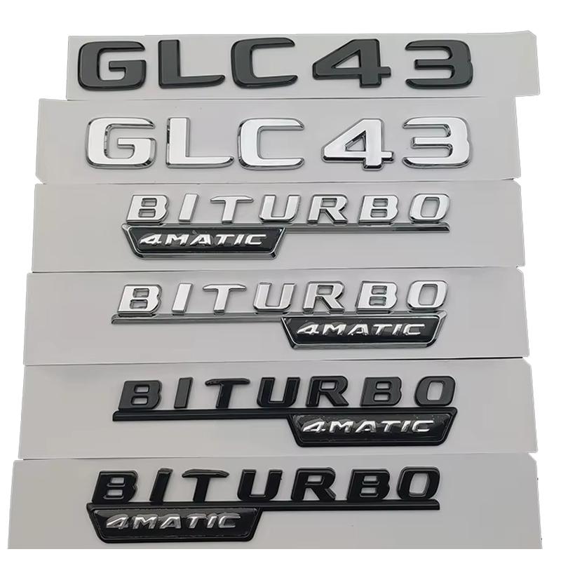 ABS 3D Car Rear Trunk Side Badge Letters Sticker BITURBO 4MATIC Logo Emblem For Mercedes Benz GLC Class GLC43 X253 Accessories MZ5