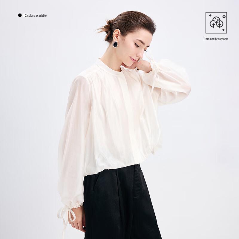 Navigare Women's Elegant Round Neck Long Sleeve Blouse