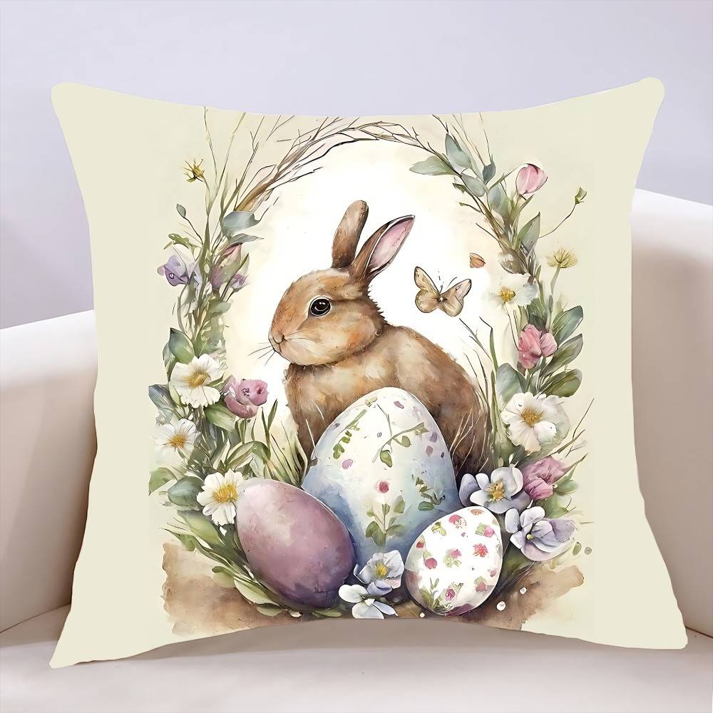 Easter Rabbit Pillow Case Cushion Cover Soft Cute Throw Pillow Case For Car Sofa Pillowcase Polyester With Zipper